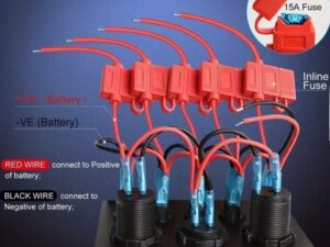 Campervan – Motorhome – Boat 5 Switch Control Panel with Double USB – 12V Socket & Voltage Sensor