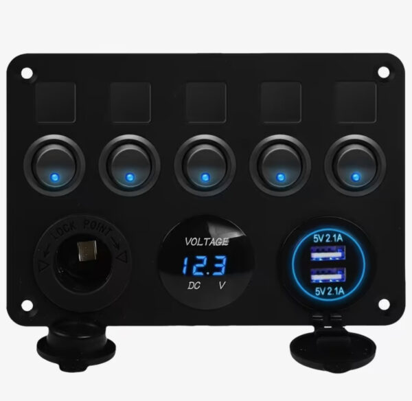Campervan – Motorhome – Boat 5 Switch Control Panel with Double USB ...